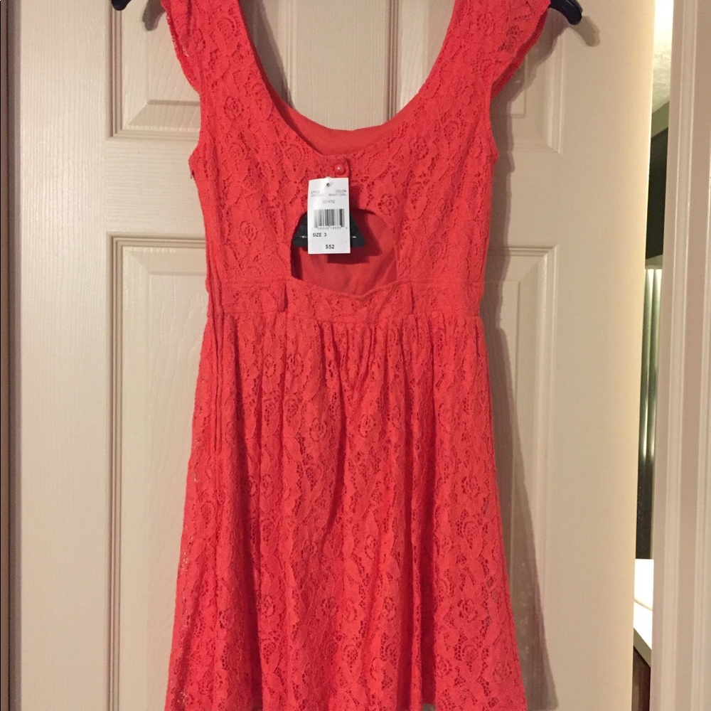 Lace Coral Skater Dress
